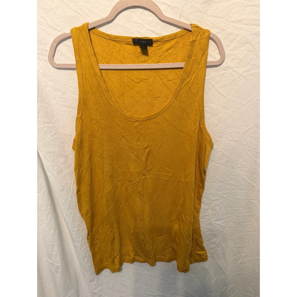 J.Crew Womens Ribbed Tank Top Mustard Yellow Scoop Neck Sleeveless 2X